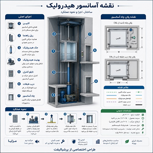 نقشه آسانسور هیدرولیک